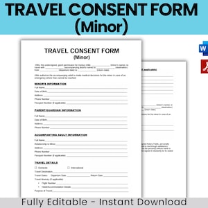 Modulo di consenso di viaggio per minori, consenso dei genitori per viaggi di minori, modulo di autorizzazione di viaggio per minori, permesso di viaggio per bambini
