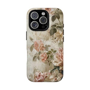 Telefoonhoesje met bloemen, elegant hoesje voor bloemenliefhebbers, stoere hoesjes voor iPhone, vintage bloemdessin, unieke cadeaus voor haar