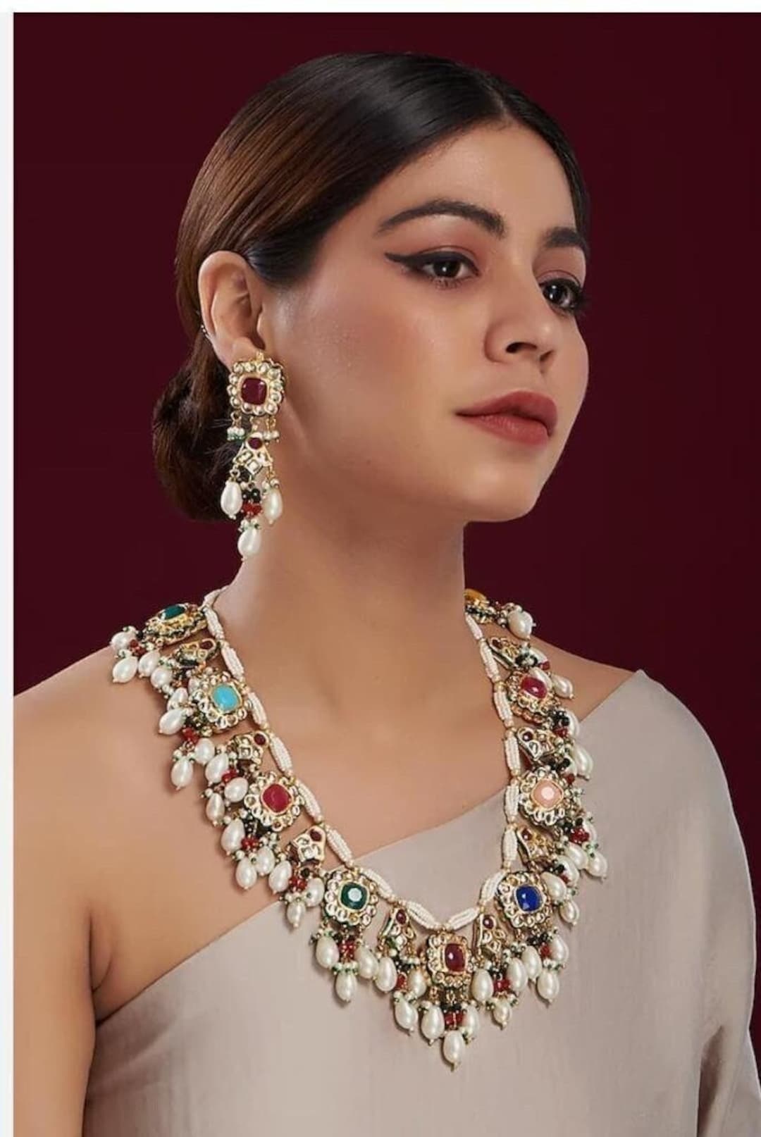 Designer Kundan Haar/ Tanjore Kundan Jewelry / Bridal Kundan Haar