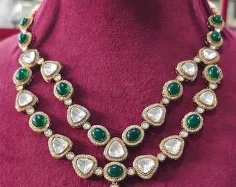 Conjunto kundan de diseñador inspirado en Sabyasachi, gargantilla Kundan verde, conjunto de gargantilla nupcial Kundan, conjuntos nupciales Kundan personalizables, conjuntos Royal Kundan