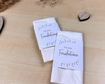 Freudentränen Banderolen Hochzeit | Papierbanderolen für Taschentücher zur Hochzeit | Perfekt für emotionale Trauung | inkl. Klebepunkten
