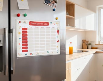 Personalized erasable timetable | Magnetic with pen | Back-to-school gift | Fridge timetable | ABC timetable