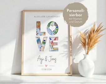 Personalized Wedding Money Gift | Die-Cut Wedding Poster for Giving Money | Unique Wedding Gift for the Bride and Groom