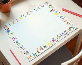 ABC Desk Pad Children's Paper DIN A2 | XXL 25 Sheet Pad for Drawing, Writing, and Doodling | Drawing Pad for Girls and Boys