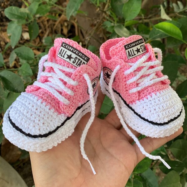 Crochet Newborn Converse-Style Baby Shoes, Soft Handmade Baby Booties and Sneakers