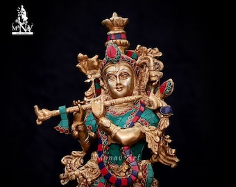 Lord Krishna statue- 45 CM standing Krishna Statue, Lord Krishna Figurine, Hare Krishna ji, Krishna for Home, Temple, Corner, office, Gifts