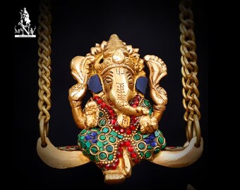 Brass Ganesha statue, 36 CM Statue idol, Brass Lord Ganpati, Swing Ganesha  Idol, jhula Ganesha For Home, Temple, Decor, Gift, new beginning