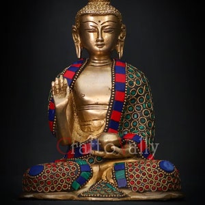 Statua di Buddha in ottone - Altezza 8 cm