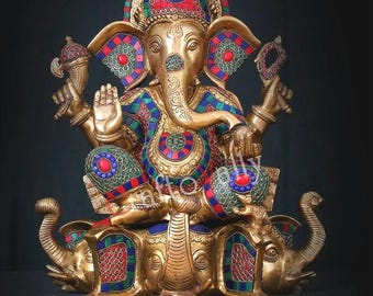 真鍮製ガネーシャ像、21cmの真鍮製ガネーシャ像、新しい始まりの