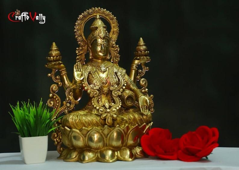 Shell Laxmi Lakshmi Statue- 30 CM Laxmi Statue, Sitting Lakshmi Statue, Goddess of ...