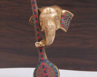 Ganesha Statue- 30 CM Brass Ganesh statue, Ganesha with Veena, Brass Ganpati Figurines, Modern Ganesha for Home, Decor, Office corner gifts.