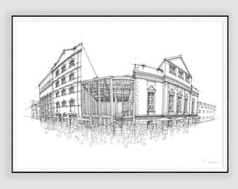 Bristol Old Vic Theatre Print – King Street Architectural Illustration (Limited Edition)