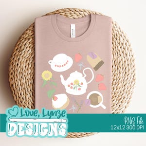 Frühling Tea Party PNG Digitale Datei | Florales Nachmittagstee Design
