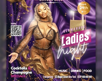 EDYTOWALNA ulotka Canva, ulotka klubowa, ulotka na imprezę Ladies Night, ulotka na imprezę Stripper Party, ulotka na wydarzenie, ulotka z zaproszeniem na imprezę, ulotka na imprezę dla dorosłych