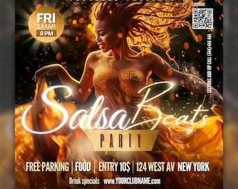 REDIGERBAR Canva Salsa Party Flyer, DIY-mall, Nattklubbsevenemang, Salsadans, DJ-evenemang, Latinofest, Klubbevenemang, Mall för sociala medier