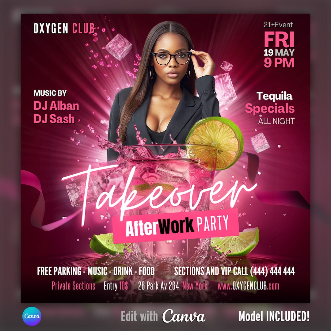 EDITABLE Canva Flyer, Club Flyer, After Work Party, Urban Music, Event ...