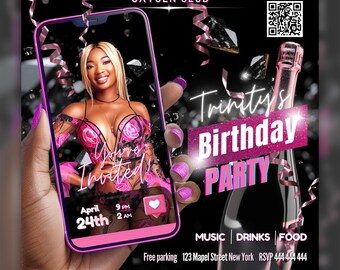 EDITABLE Canva Birthday Celebration Flyer, Birthday Glam, BDay template, Birthday Girl, Beauty Flyer, CEO Birthday, Editable Flyer, Pink