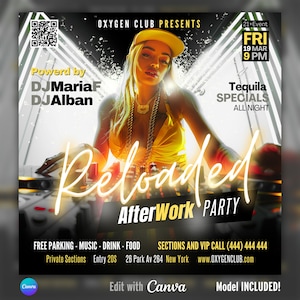 EDITABLE Canva Flyer, Club Flyer, After Work Party, Urban music, Event Flyer, DJ Party Invitation, Friday and Saturday party, DIY template