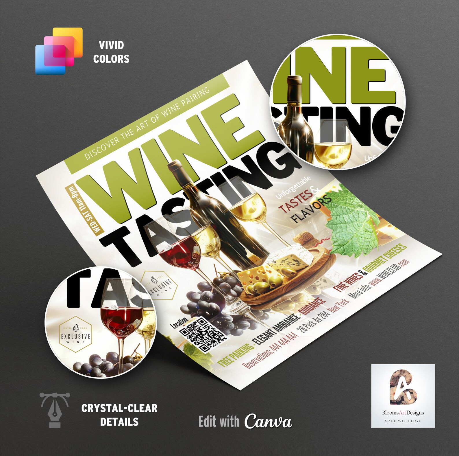EDITABLE Canva Flyer, Wine Pairing, Wine Tasting Flyer, Cheese, Wine ...