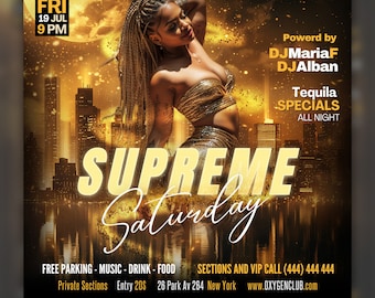 EDITABLE Canva Saturday Party Flyer, DIY Template, Night Club Event, Adult event, Dj event,  Girls Party, Club Event, Social media template