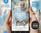 EDITABLE Digital Canva Video Invitation Template, Boy Baby Shower, Family Event, Video Invite, Boy Child, Newborn Baby, Mother, Son
