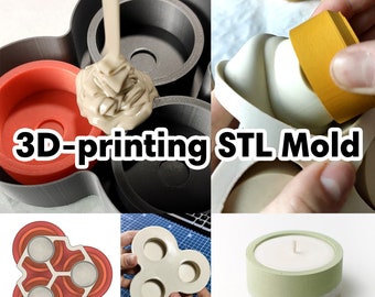 Molde de silicona para velas pequeñas: archivo STL para impresión 3D de 3 cavidades (descarga digital)