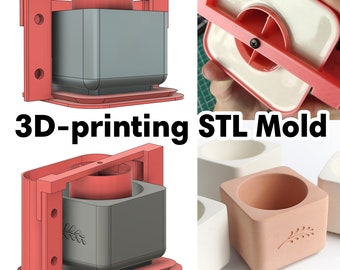 Planter silicone mold STL 3D-printing files to create your own mold for Planter/candle container. pouring frame. Mold for Plaster, concrete