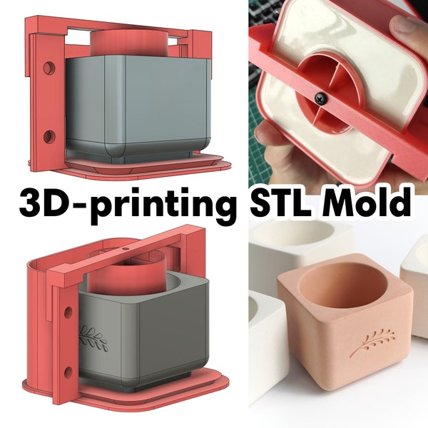 Molde de silicona Planter Archivos de impresión 3D STL para crear su propio molde para contenedor Planter/vela. marco de vertido. Molde para Yeso, Hormigón