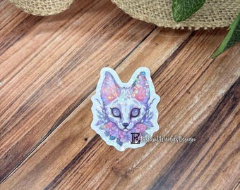 Pegatina holográfica de gato con purpurina / Cottagecore / Resistente a la intemperie