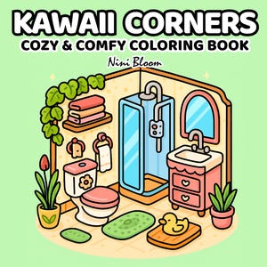 かわいいコーナー：心地よくて楽しい塗り絵 | デジタル塗り絵ブックPDF、大人向けのキュートで居心地がよく、大胆で簡単な印刷可能な塗り絵ページ