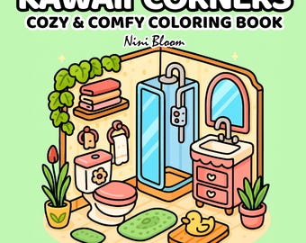 Kawaii Corners Cozy Coloring Book PDF, Adult Coloring Pages, Bold and Easy, Instant Download
