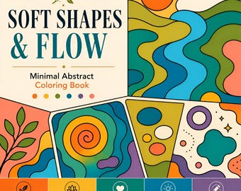 100 Soft Shapes & Flow Coloring Pages Bundle | Minimal Abstract Coloring Book for Adults | Printable Relaxing Digital Download