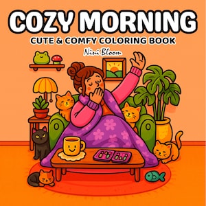 心地よい朝の塗り絵、心地よいひとときの塗り絵ページ、スタイルココワイオミング塗り絵、女の子のひとときの塗り絵、40ページ、PDFダウンロード