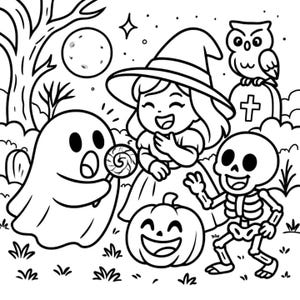Spooky Circle: Cute & Cozy Coloring Book, Kawaii Spooky Halloween Coloring Pages, Fall Cozy Cute Coloring Book for Adults and Teens image 3
