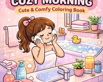 Cozy Morning Coloring Book, cozy moments coloring pages, Style coco wyo Coloring books, girl moments coloring book, 40 pages, PDF Download