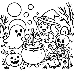 Spooky Circle: Cute & Cozy Coloring Book, Kawaii Spooky Halloween Coloring Pages, Fall Cozy Cute Coloring Book for Adults and Teens image 4