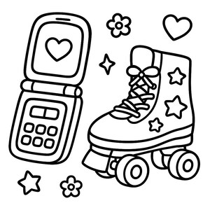 Kawaii Vibes Coloring Book PDF Download for Adults & Teens – Bold and Easy Retro 80s 90s Cute Stress Relief Gift for Kawaii Lovers image 3