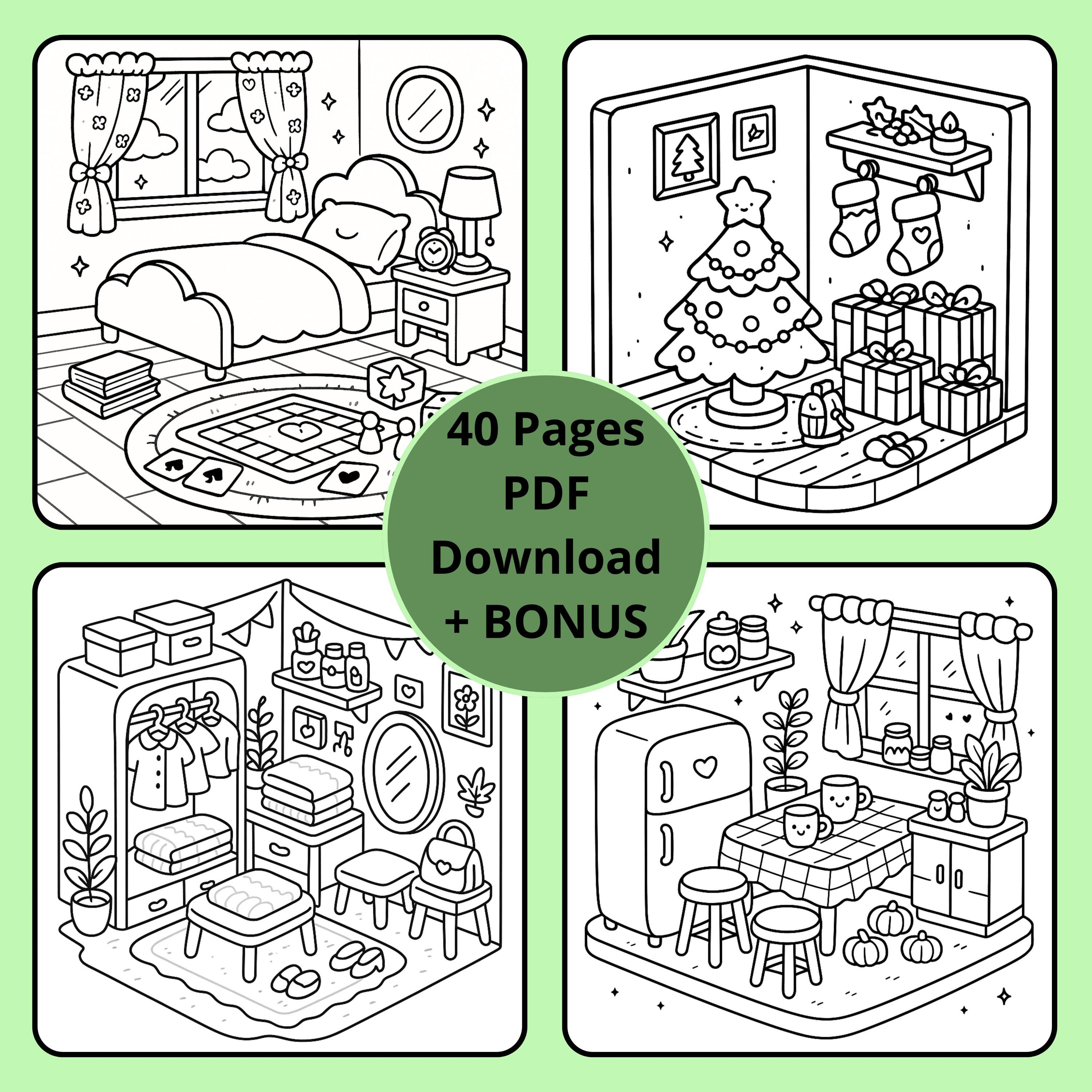 Kawaii Corners Cozy Coloring Book PDF, Adult Coloring Pages, Bold and ...