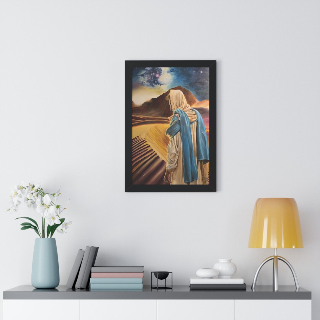 Sand - Jesus in the Wilderness, Framed Vertical Print - Etsy