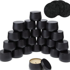 24 All-black 8oz Candle Tins Edgeless Cylinder Design Candle Making  Supplies, Tin Candle Containers, Empty Candle Jars With Lids Bulk 