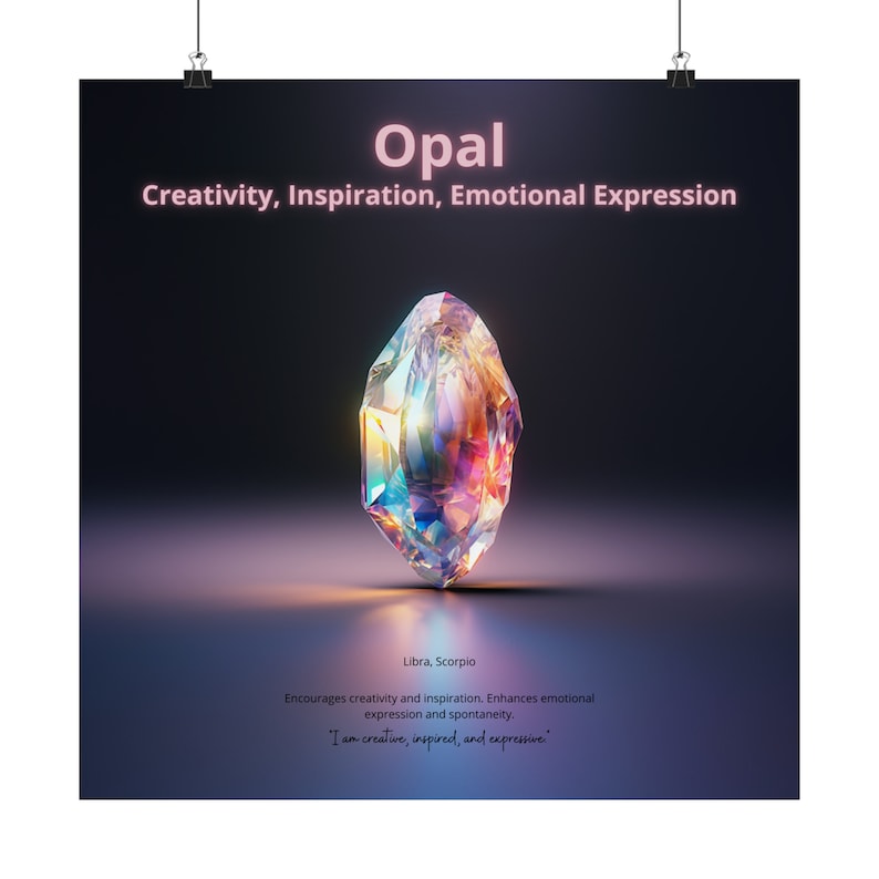 Affiche opale fascinante Finition mate verticale Art mural de pierres précieuses irisées pour une décoration enchanteresse de maison et de bureau image 5