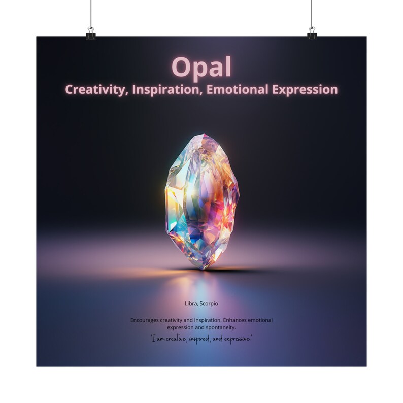 Affiche opale fascinante Finition mate verticale Art mural de pierres précieuses irisées pour une décoration enchanteresse de maison et de bureau image 7