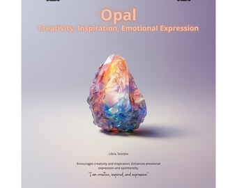 Affiche opale enchanteresse - Finition mate verticale | Art mural de pierres précieuses irisées pour une décoration magique de maison et de bureau