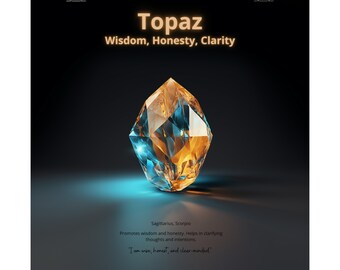 Affiche captivante Topaz – Finition mate verticale | Art mural luxueux en pierres précieuses pour une décoration élégante de maison et de bureau.