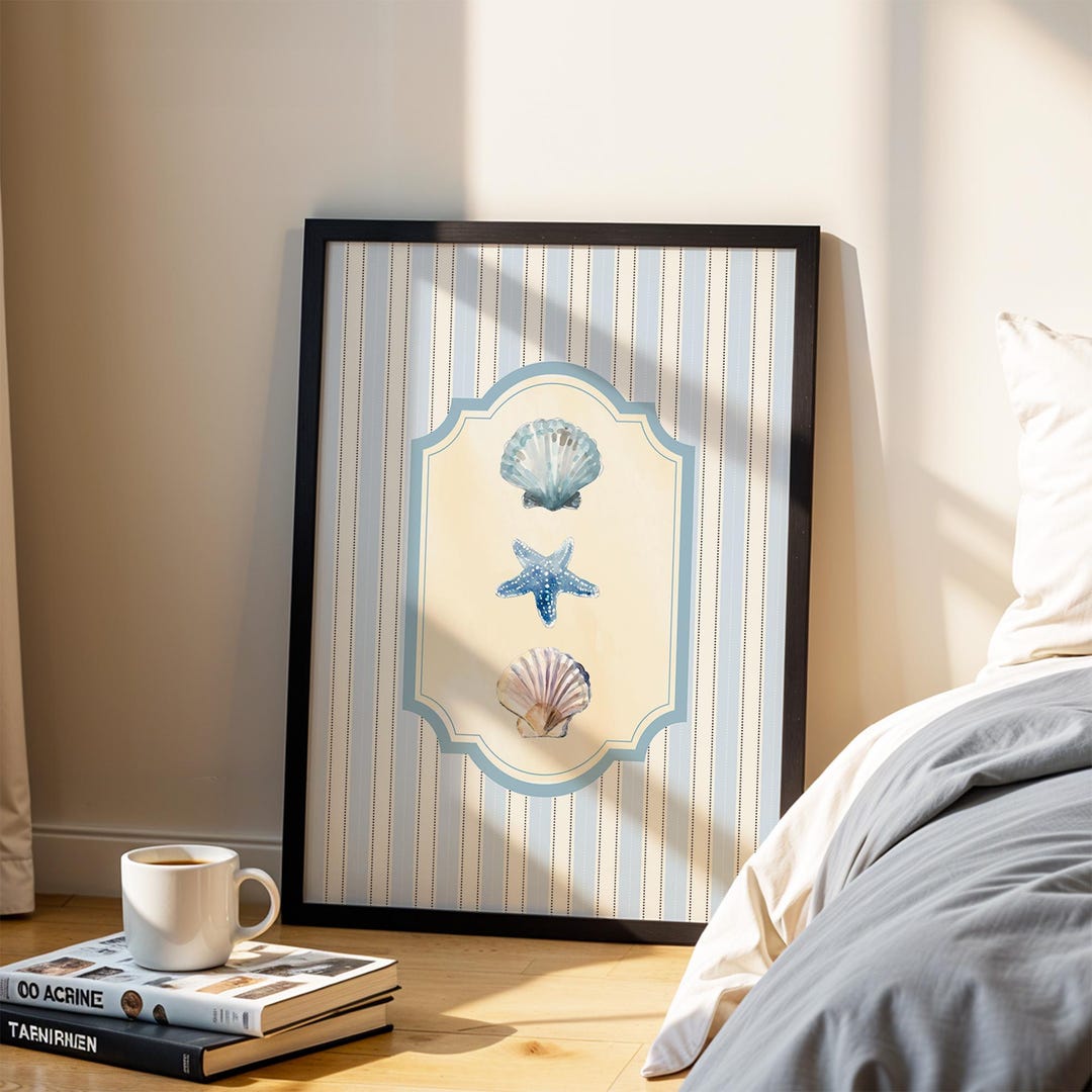 Blue Seashell & Starfish Wall Art | Seaside Coastal Cottage Beach House ...
