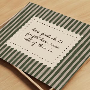 Old money aesthetic wall art with olive stripe background and elegant handwritten script design