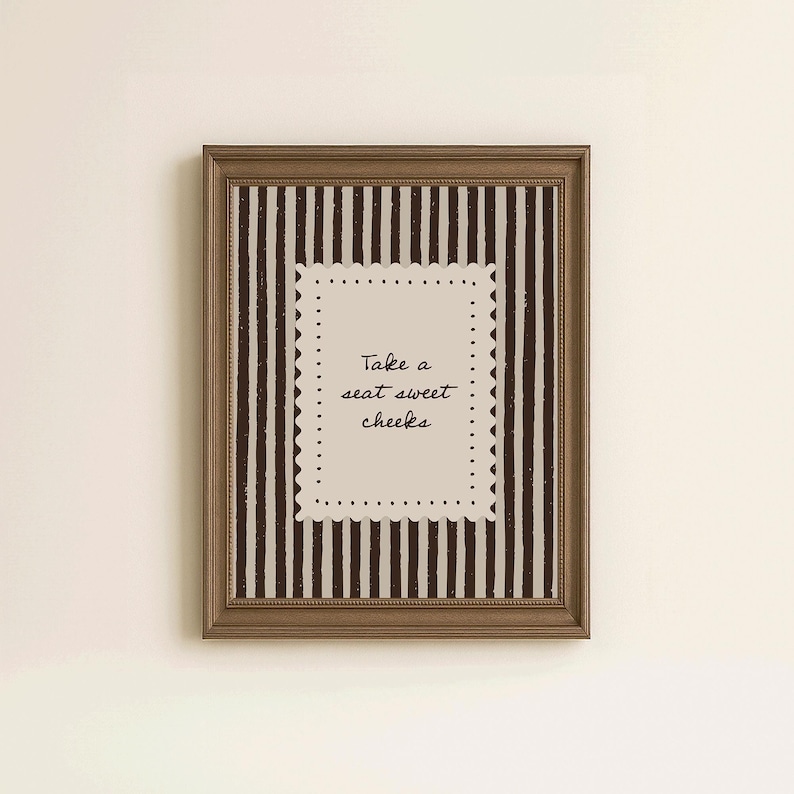 Brown striped bathroom wall art digital download perfect for farmhouse or western bathroom styling