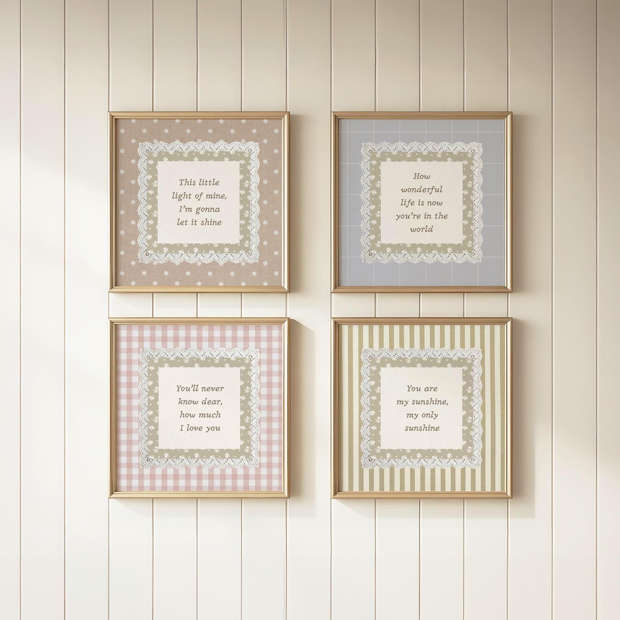 Cottagecore Nursery Set of 4 Prints | Neutral Baby Room Decor | Soft ...