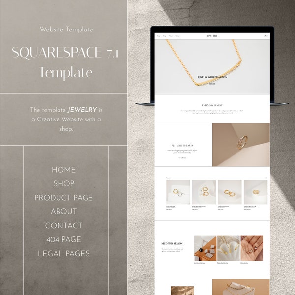 JEWELRY | Squarespace 7.1 Website Template | Template for eCommerce Website | Online Store | Custom Webdesign | Nordic Webdesign