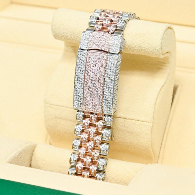 Buy Luxury Moissanite Diamond Watch for Men Rose Gold Automatic With